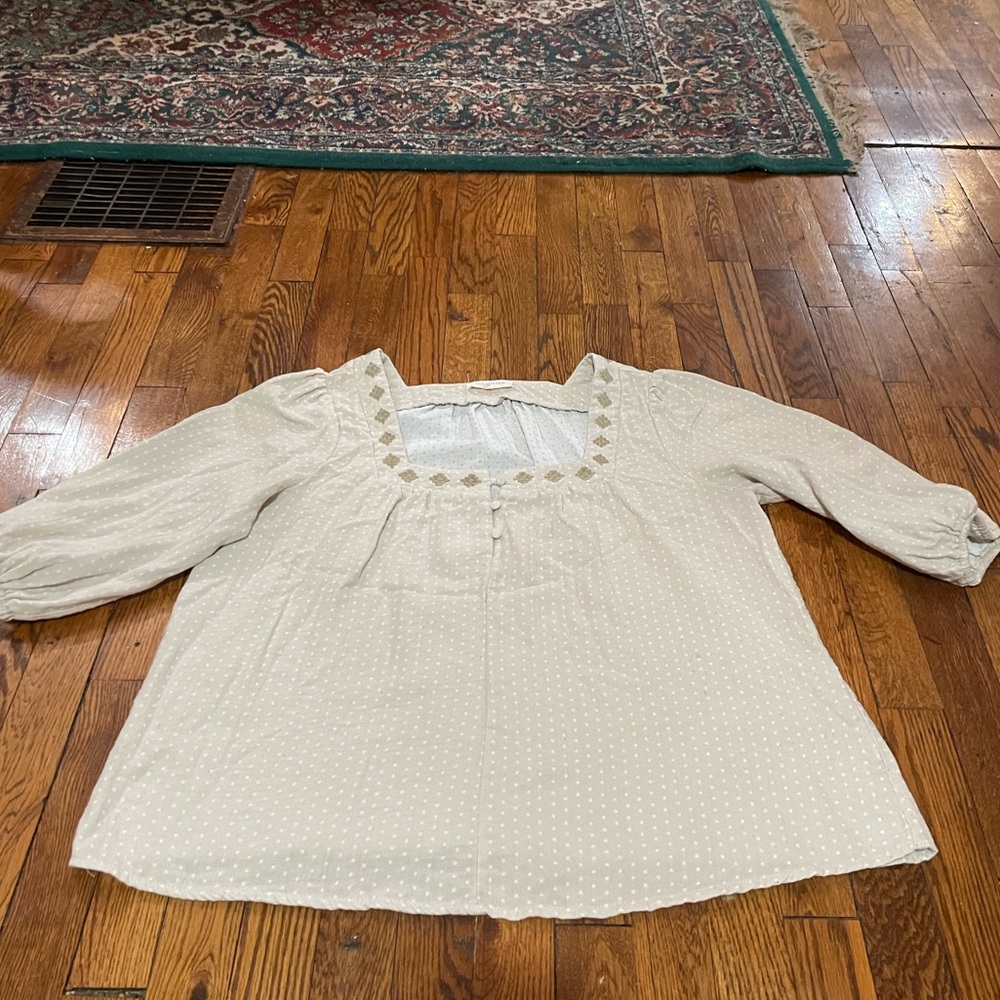 Solitaire Beige Blouse with Button Accents